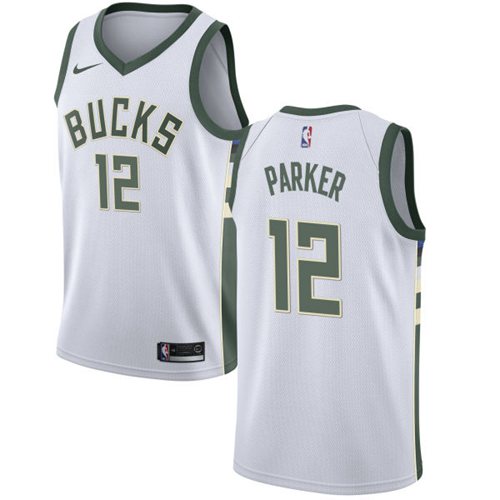 Men Nike Milwaukee Bucks 12 Jabari Parker White NBA Swingman Association Edition Jersey
